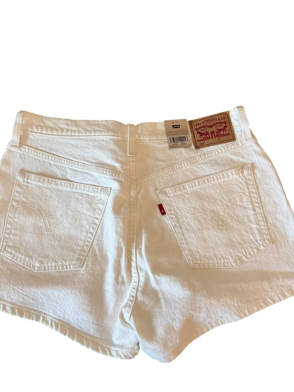 Levis 501 Shorts Womens 31 White Original Fit High Rise Button Fly Denim NEW.